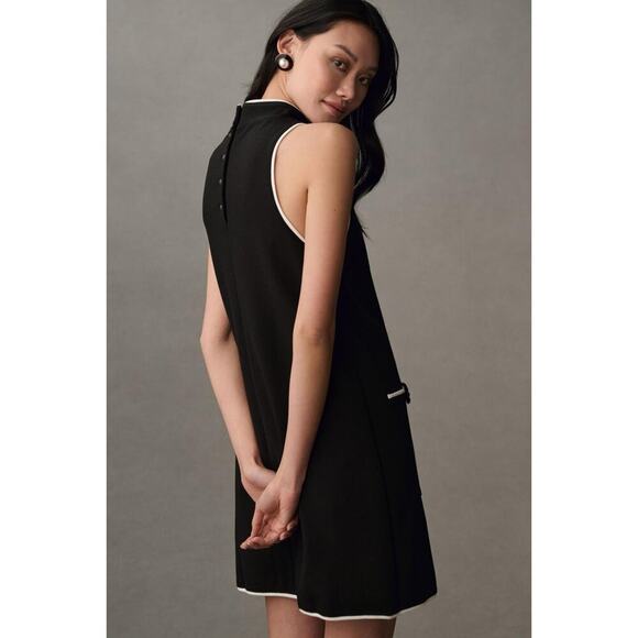 Maeve Sleeveless Black Mock Neck Mini Shirt Dress XS Petite XSP - Picture 2 of 8